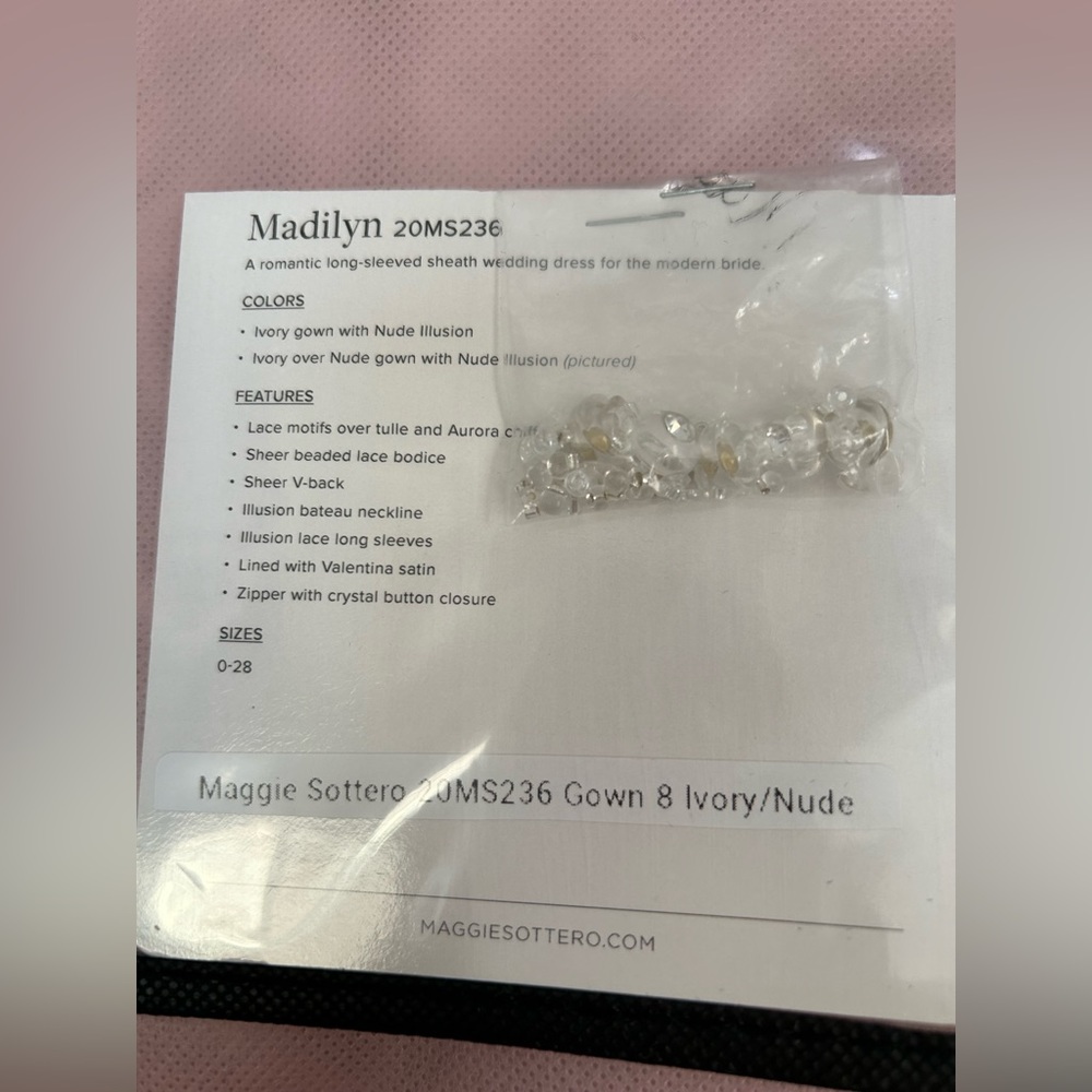 New Maggie Sottero “Madilyn” Wedding Dress/Gown Ivory/Nude Size 8. Includes Veil - Picture 5 of 16